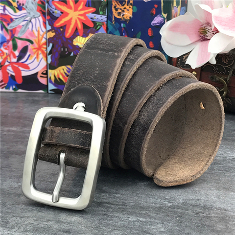 Stainless Steel Belt Buckle Mens Belts Luxury Super Thick Genuine Leather Belt Ceinture Belts Men Leather Waist Belt SBT0002 ► Photo 1/6