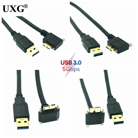 90 Degree Right Left Up Down Angled Micro B USB 3.0 Lock Screw Mount to USB3.0 A Type Male Data cable for Nikon D800 D800E D810 ► Photo 1/6