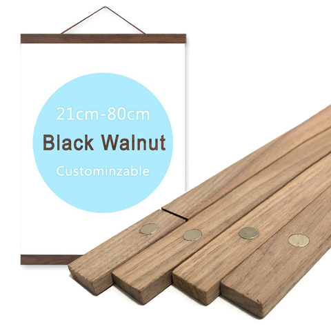 New Magnet Solid Teak Wood Black Walnut Pine Hanging Scrolls Wall Art Photo Frame Family Canvas Painting Posters Hanger Frame ► Photo 1/6