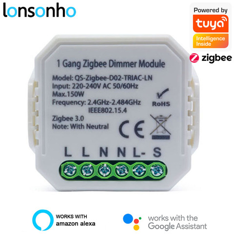 Lonsonho Tuya ZigBee 3.0 Smart Dimmer Switch Module With/ No Neutral 2 Way Wireless Control Switch Relay Support Zigbee2MQTT ► Photo 1/6