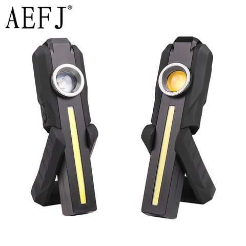 AEFJ Portable 4 Mode COB Flashlight UV/Yellow Torch USB Rechargeable LED Work Light Magnetic XPE Hanging Hook Lamp ► Photo 1/6