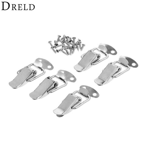 DRELD 5Pcs Furniture Cabinet Boxes Spring Loaded Latch Catch Toggle Iron Hasp For Sliding Door Window Cabinet With Screw 43*21MM ► Photo 1/6