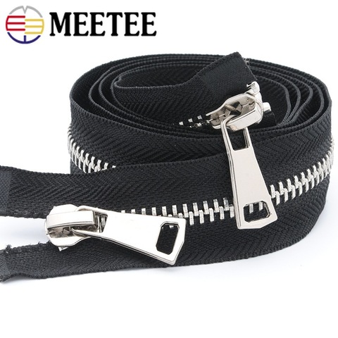 Meetee 8# 70/80/100/120cm Double Open End Metal Black Zipper Clothing Jacket Coat Outdoor Zip Repair DIY Sewing  Accessories ► Photo 1/6