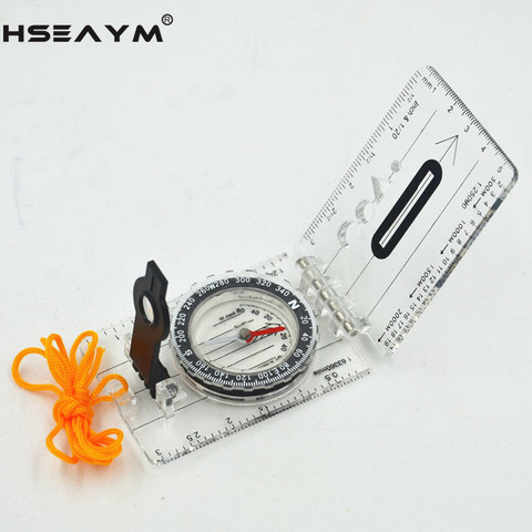 HSEAYM Drawing Scale Compass Folding Map Ruler Survival Tool Buckle Car Camping Hiking Pointing Guide Portable Handheld Compass ► Photo 1/6