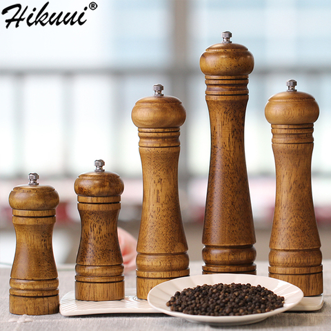8 Inches Pepper Mill Solid Wood Pepper Grinder with Adjustable