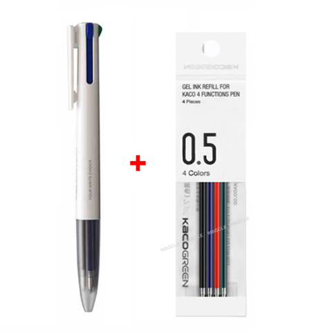 KACO EASY 4 Functions Pen KACOGREEN Multifunction Pens 0.5mm Refill Black Blue Red Green Refill Gel Pen for Office ► Photo 1/6