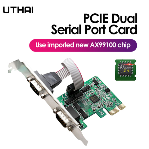 UTHAI Pcie To Two Serial Ports RS232 Interface Industrial Control Computer Expansion Card Computer Adapter PCI-E Serial Card ► Photo 1/5