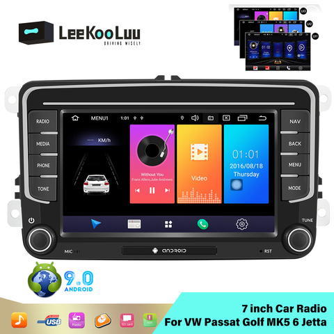 LeeKooLuu Android 9.0 Car Radio Stereo 1G+16G GPS Multimedia Player For VW Passat Golf MK5 MK6 Jetta T5 EOS POLO Touran Seat ► Photo 1/6