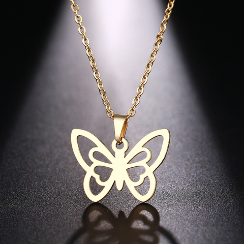 DOTIFI Stainless Steel Necklace For Women Man Hollow butterfly Choker Pendant Necklace Gift Engagement Jewelry ► Photo 1/6