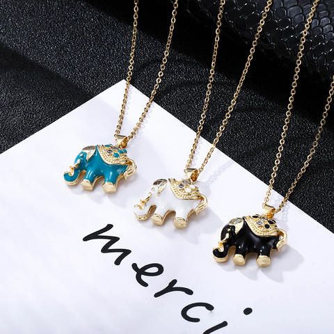 Cute three color stainless steel baby elephant pendant necklace beautiful girl initial necklace jewelry ► Photo 1/6