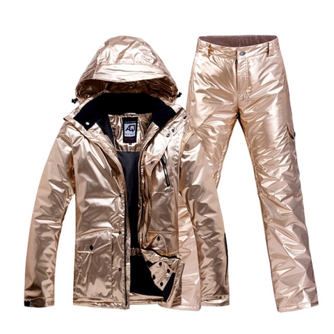 Gold Ski Suit Men Women Snowsuit Couple Winter Outdoor Snowboard Clothing Waterproof Warm Thick Ski Jacket Pant Set ► Photo 1/6