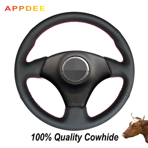 APPDEE Black Genuine Leather Car Steering Wheel Cover for Toyota RAV4 2003-2005 Celica 2003 Lexus IS200 300 1999-2005 ► Photo 1/6