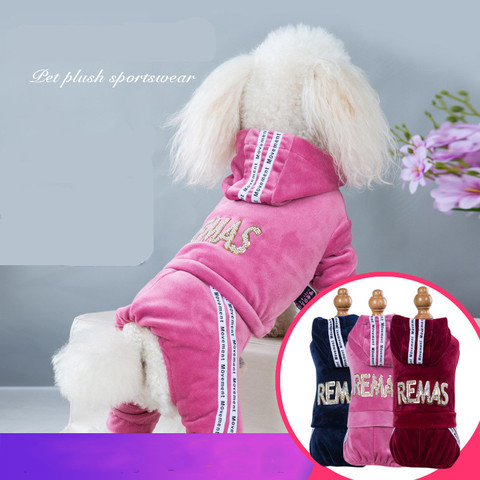 Dog Clothes Autumn Winter New Gold Velvet Four-legged Sports Leisure Clothing Teddy Clothes One-piece Jumpsuit Pet clothing ► Photo 1/6