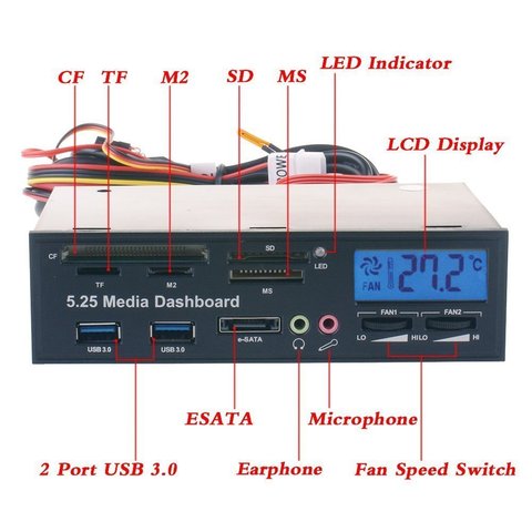 Multi-Function Controller USB 3.0 Hub eSATA Port Built-in Card Reader with for MS CF TF SD and Other Memory Cards ► Photo 1/6