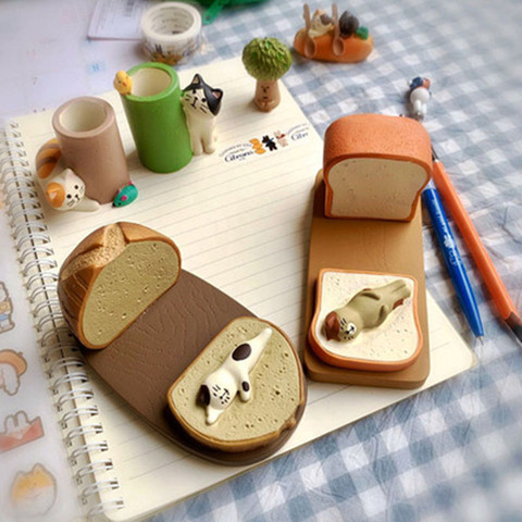 Japan cute kawaii cartoon Maneki Neko calico toast bread puffs booking cat phone stand tablet holder figures desktop decoration ► Photo 1/6