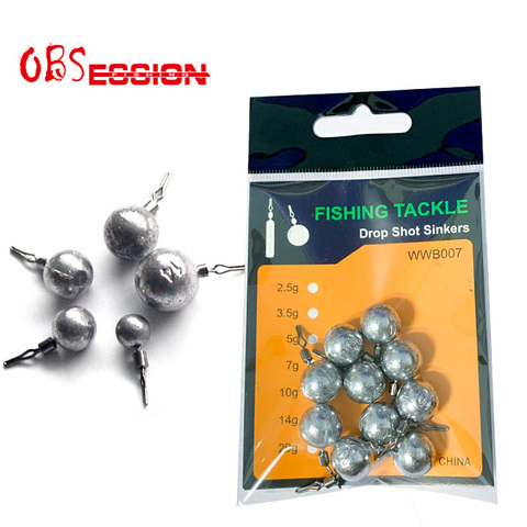 10pcs Fishing Lead Sinkers Round Shape Accessories Fishing Tackle Solid Drop swivels Shot Rotatable Water Droplets Lead Weights ► Photo 1/6
