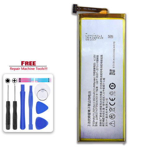 For ZTE Nubia Z7 Max NX505J Z7max 3100mAh Rechargeable Lithium Polymer Battery Li3830T43P3hB34243 For ZTE Nubia Z7 Max NX505J Z7 ► Photo 1/6