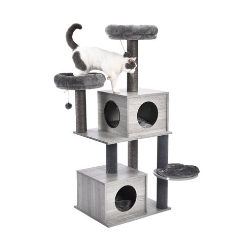 Essentials Cat Furniture Cat Tree Cat Tower with Sisal Scratching Posts Hammock Perch Cat Bed Platform Dangling Ball ► Photo 1/6