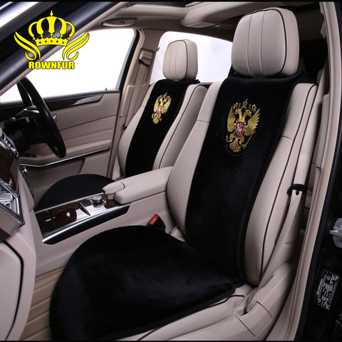 ROWNFUR Embroidery Car Seat Cover Universal Fit All Car Artificial Plush Fur Seat Cover Protect Seat Artificial Wool Seat Covers ► Photo 1/6