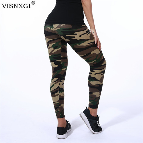 VVISNXGI 2022 Camouflage Womens Fitness Leggings Knitted Stretch Army Green Ankle-Length Polyester High Waist Push Up Pants XXXL ► Photo 1/6