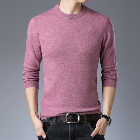 Man Knit Shirts Casual Thin Wool Sweater Male O-Neck Slim Fit Jumper Long Sleeve Solid Color Sweaters T Shirt ► Photo 1/6