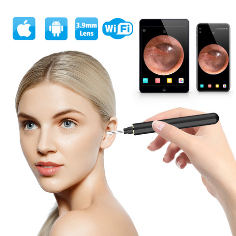 Wireless Otoscope 3.9mm Ultra-Thin WiFi Ear Scope Camera with Earwax Removal Tool and 6 LED with Tmperature Control For Iphone ► Photo 1/6