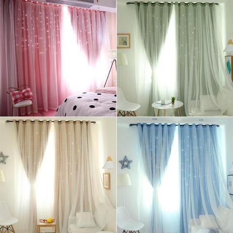 Hollowed Out Star Shading Window Blackout Curtain Drapes Purdah for Living Room Princess Children Room Baby Kid's Room Curtain ► Photo 1/6