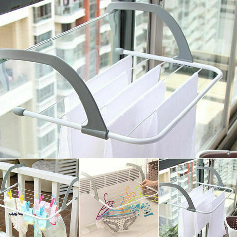 Outdoor Pole Storage Airer Hanging Drying Rack Clothes Laundry Multifunction Radiator Balcony Telescopic Folding Adjustable ► Photo 1/6