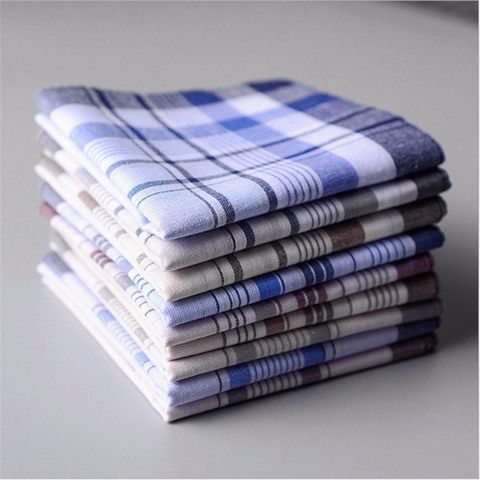 1pc Square Plaid Stripe Handkerchiefs Men Classic Vintage Pocket Pocket Cotton Towel For Wedding Party 38*38cm Random Color New ► Photo 1/6