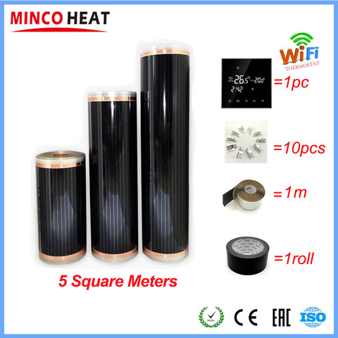 Hot 5m2 Far Infrared Floor and Wall Heating Film With Accessories Home Warming Mat AC220V 110W/M WiFi Optional ► Photo 1/6