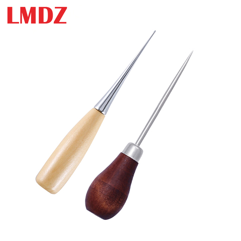 LMDZ 2pcs Wooden Handle Awls DIY Leather Tent Sewing Awl Pin Punch