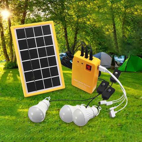 Outdoor Portable Solar Panel Electric Generator 3 LED Bulb Power System Kit ► Photo 1/6