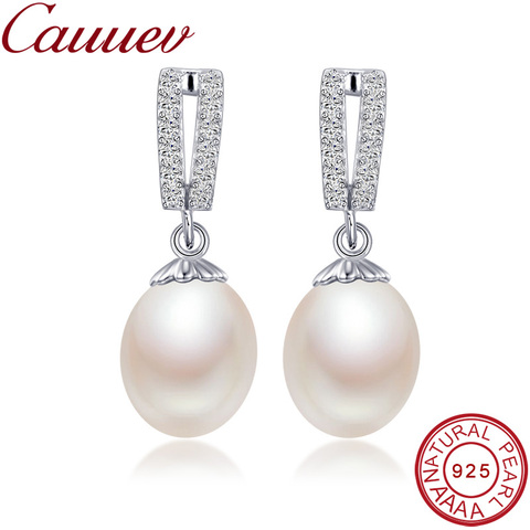 AAAA High quality 100% Natural pearl long drop earrings 2022Hot selling 925 sterling silver zircon jewelry for women 5 colors ► Photo 1/6