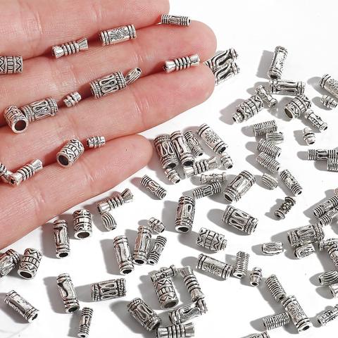 Hot Fashion 50-100pcs/lot Antique Silver Plated 5-12 Curved Tube Spacer Beads Jewelry Charms For Fashion Jewelry Making ► Photo 1/6
