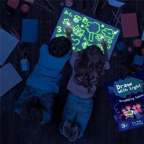 Kids Paint With Light Drawing Board Educational Fun Developing Toy