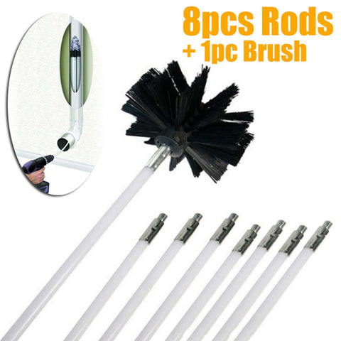 Flexible 8pcs Rods With 1pc Brush Head Chimney Cleaner Sweep Rotary Fireplaces Inner Wall Cleaning Brush Cleaner Chimneys Access ► Photo 1/6