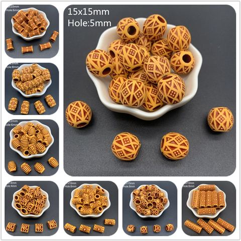 10pcs Large Hole Barrel Beads Imitation Wood Beads Acrylic Spaced Beads Charms Bracelet Beads For Jewelry Making ► Photo 1/6