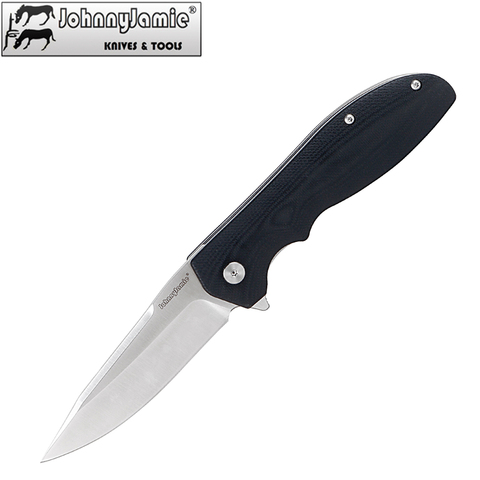 JohnnyJamic Brand Design Military Model 5 Folding Knife Black G10 Handle D2 Steel Blade Tactical Survival Camping Tools Knifes ► Photo 1/6