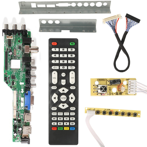 NEW Universal Scaler Kit 3663 TV Controller Driver Board Digital Signal DVB-C DVB-T2 DVB-T Universal LCD UPGRADE 3463A With Lvds ► Photo 1/6