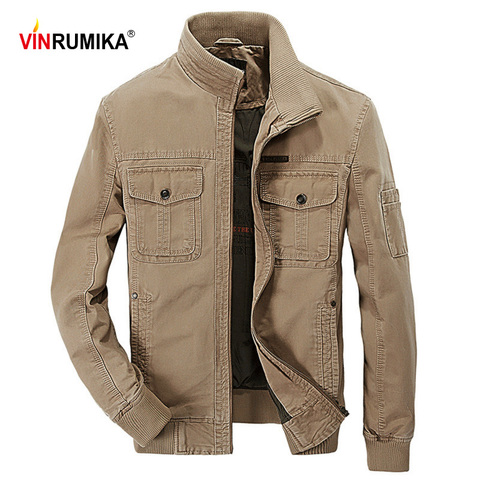 New 2022 Spring Autumn Men's Military Quality Europe Casual Style Khaki Jacket Army Coat Man 100% Cotton Black Jackets Outerwear ► Photo 1/6