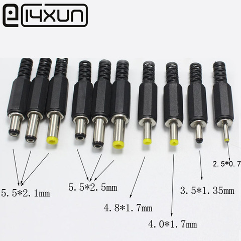 EClyxun 5Pcs 5.5x2.5 5.5x2.1 4.8x1.7 4.0x1.7 3.5x1.35 2.5x0.7mm Male DC Power Plug Connector 180 degree Plugs ► Photo 1/6