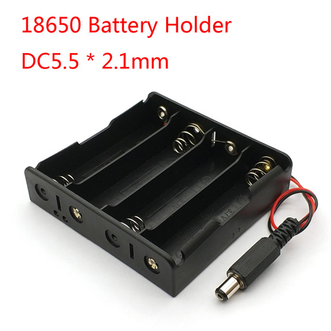 1 Pcs New Power bank 18650 Battery Holder Plastic Battery Holder Storage Box Case for 4x18650 With DC5.5 * 2.1mm power plug ► Photo 1/4