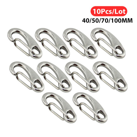 10Pcs Egg Shape Spring Snap Hooks Marine 316 Stainless Steel Multifunctional Hiking Camping Belt Carabiner Quick Release Hook ► Photo 1/6