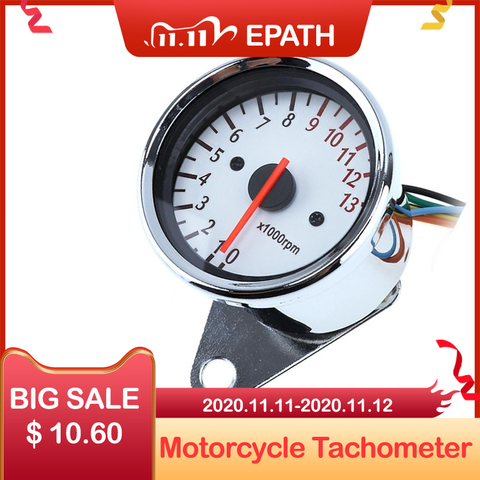 Universal 13000 RPM Scooter Motorcycle Analog Tachometer Gauge12v Motorcycle Instruments Scooter Speed Indicator for Car ► Photo 1/6