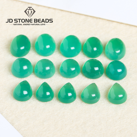 10pcs Green Agate Cabochon Round/Oval/Drop Shape Natural Stone Beads for DIY Jewelry Making Fit Necklace Ring Earrings ► Photo 1/6