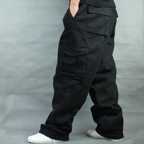 Black Cargo Pants Men Hip Hop Harem Pants Men Baggy Pants Male Trou