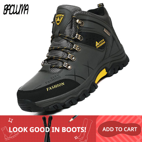 Brand Men's Winter Boots Men's Snow Boots Winter Warm Leather Waterproof Men Sneakers Outdoor Breathable Hiking Boots Work Shoes ► Photo 1/6