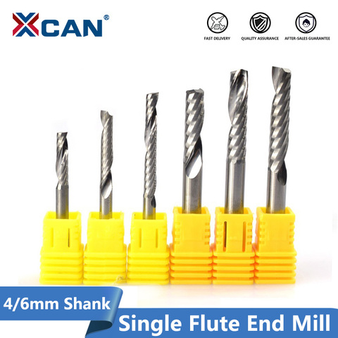 XCAN 1pc Single Flute Spiral End Mill Carbide Milling Cutter CNC Router Bit Straight Shank End Mills ► Photo 1/5