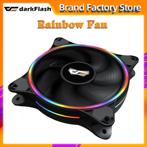 DarkFlash D1 120mm PC Computer case LED fan RGB Double halo rainbow 12cm mute 12V 4pin Heatsink Cooling Cooler Silent Fan ► Photo 1/6