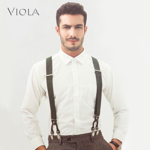 Classic 6 Clips 3.5cm Width Wide Men Suspenders Vintage Brace Luxury Trousers Strap Male Gift Accessories Daily Top Quality ► Photo 1/6